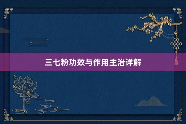 三七粉功效与作用主治详解